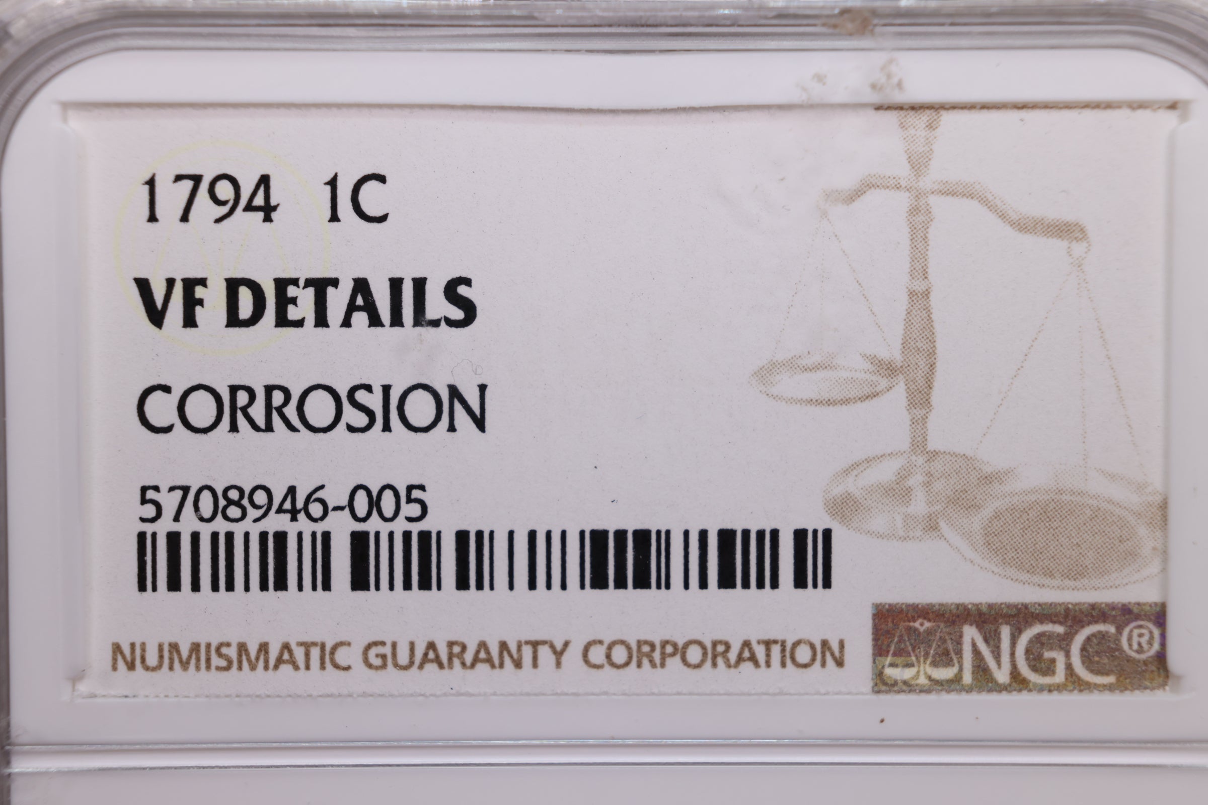 1794 Draped Bust Large Cent, NGC VF Details, Store #GCT012