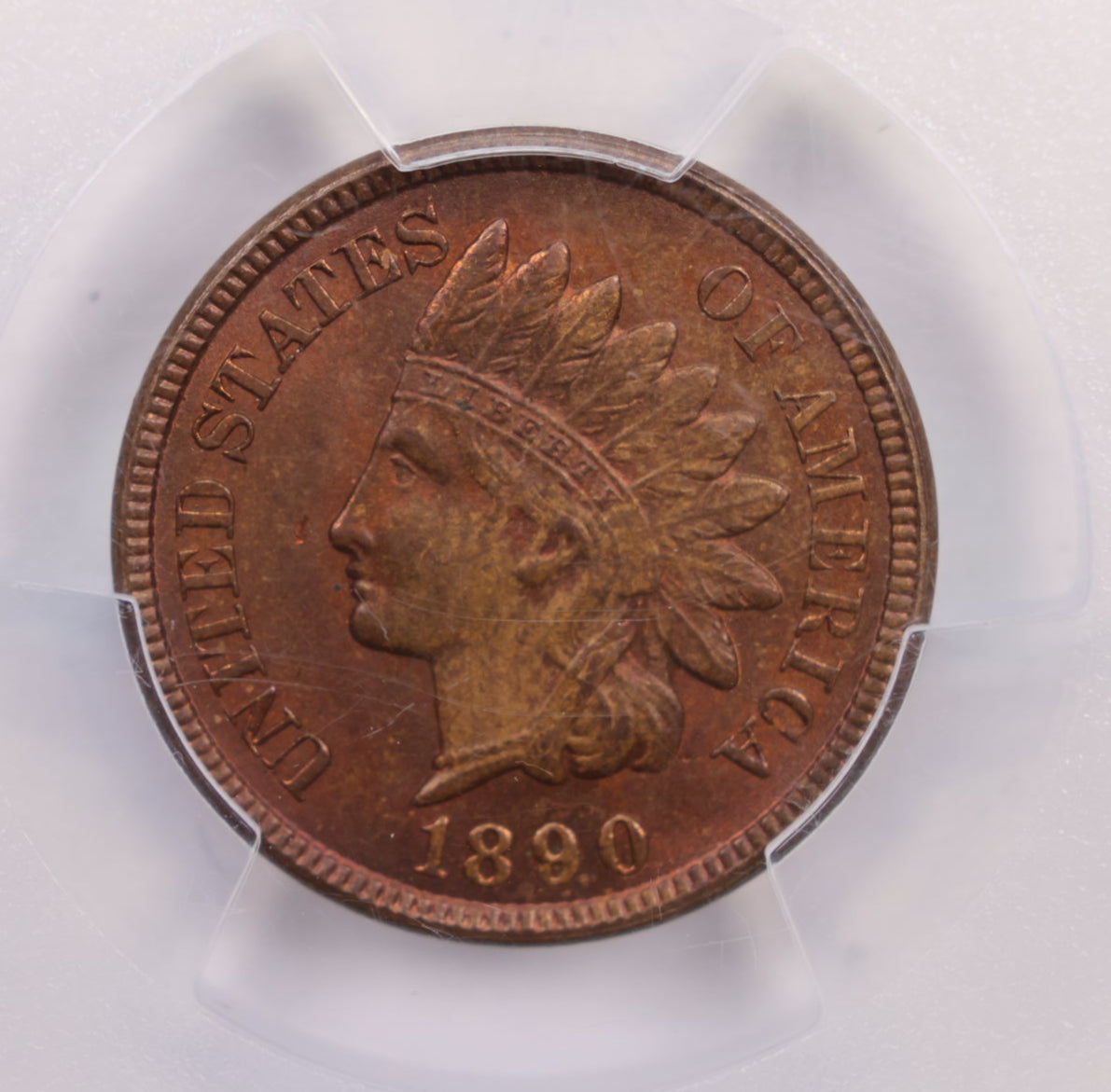 1890 Indian Head Cents., PCGS Graded MS-64 R/B., Store #CT0523