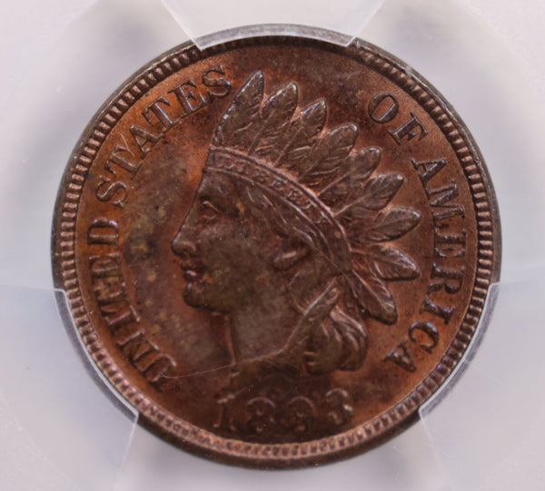 1893 Indian Head Cents., PCGS Graded MS-64 R/B., Store #CT0524
