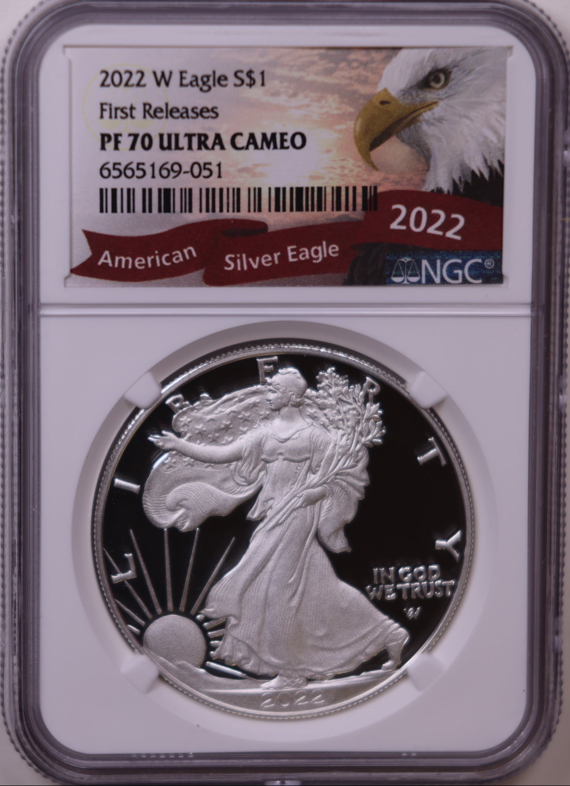 2022-W American Silver Eagle, First Releases, Ultra Cameo, NGC-PF70, Store#AE0381