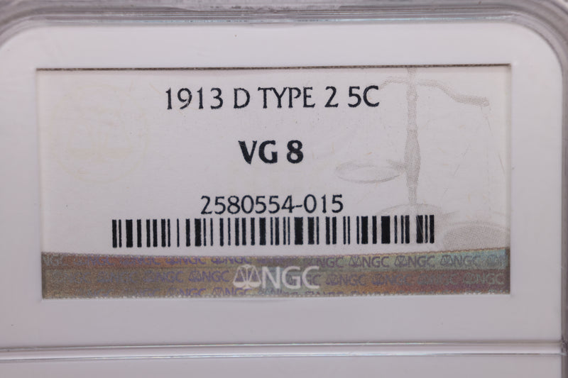 1913-D Buffalo Nickel., Type 2., NGC VG-8., Store SALE