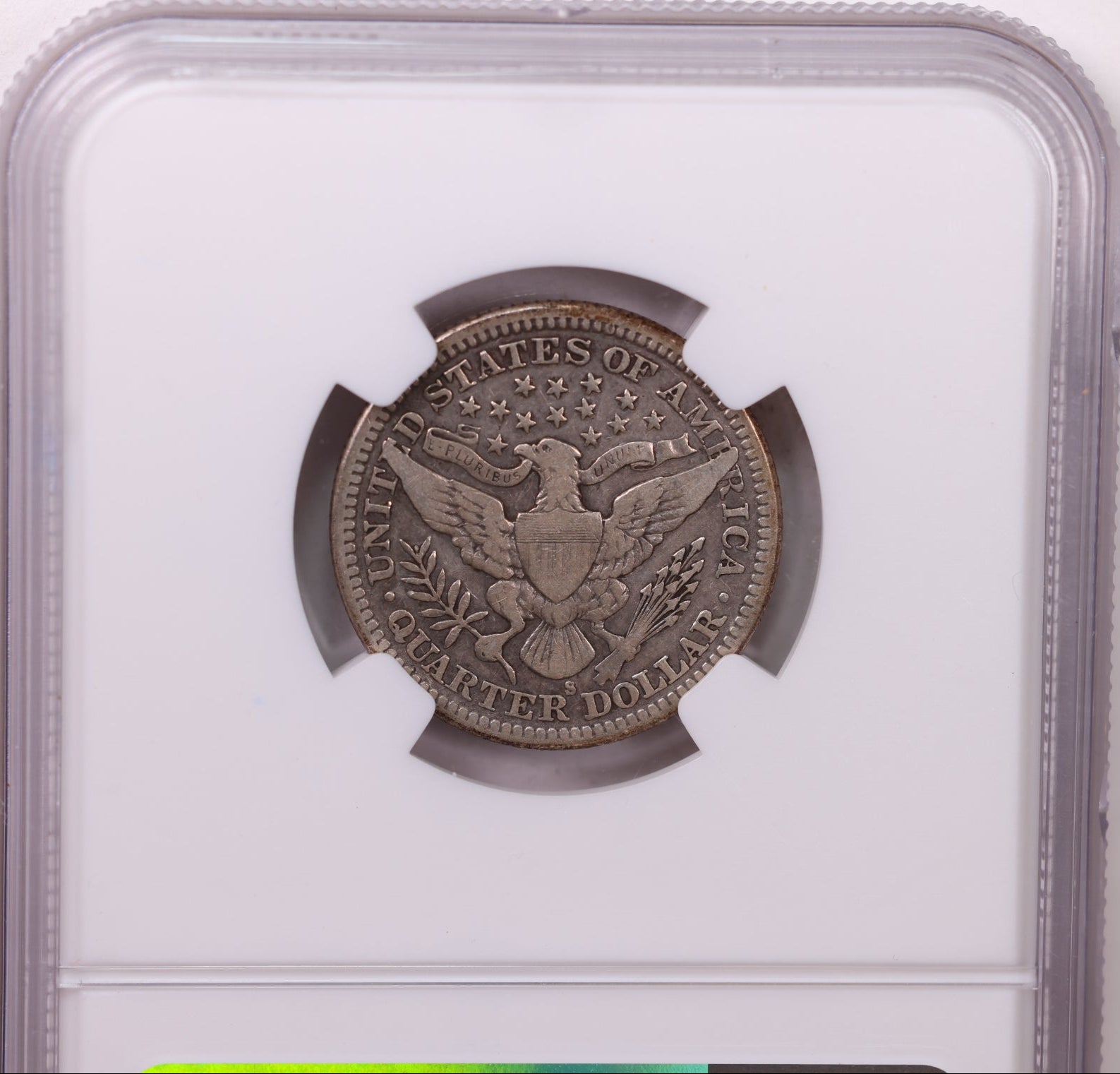 1913-S Barber Silver Quarter., Semi-Key., NGC Fine 12., Store #QR1446.