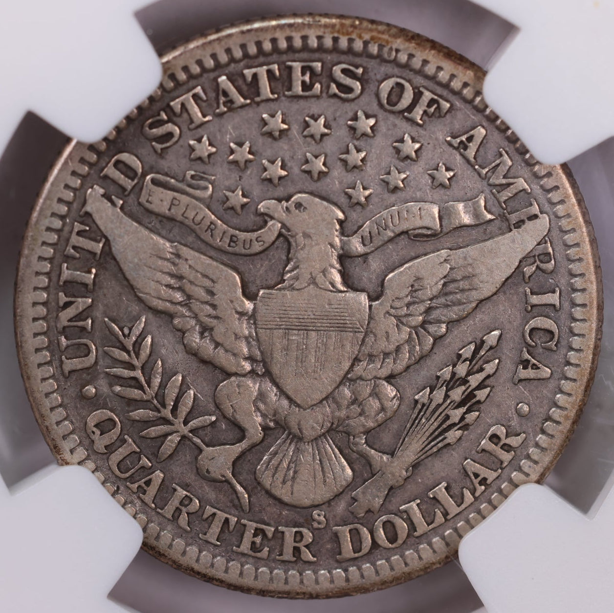 1913-S Barber Silver Quarter., Semi-Key., NGC Fine 12., Store #QR1446.