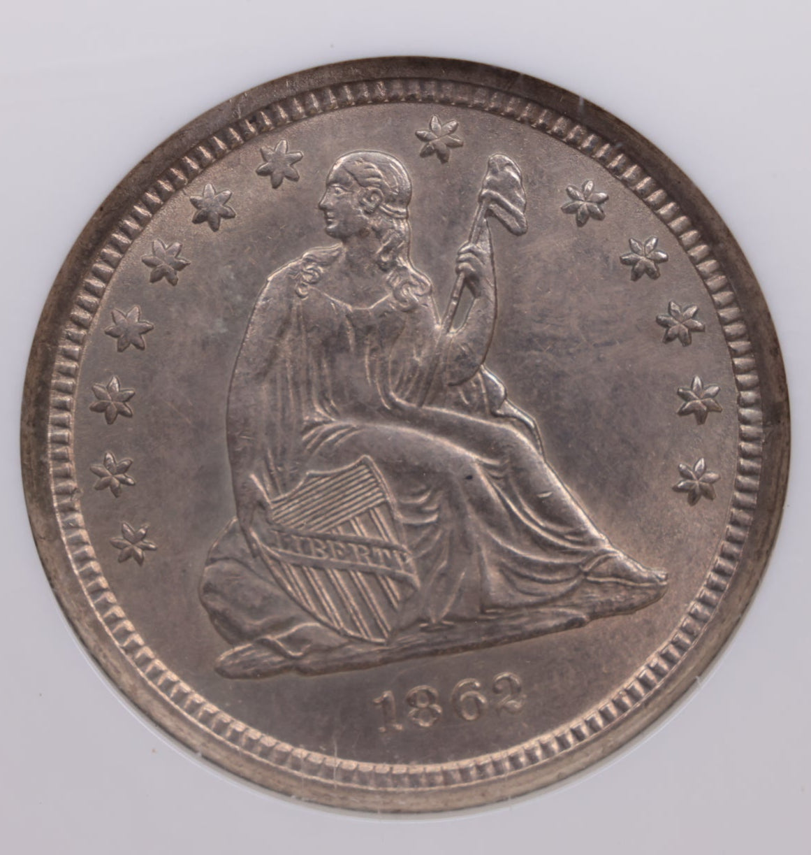 1862-S Seated Liberty Quarter., Gem Mint State., Store SALE #GQR009