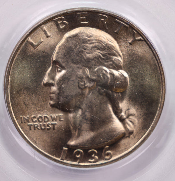 1936-D Washington Silver Quarter., PCGS MS-64, 'Green CAC'., Store #GQR015