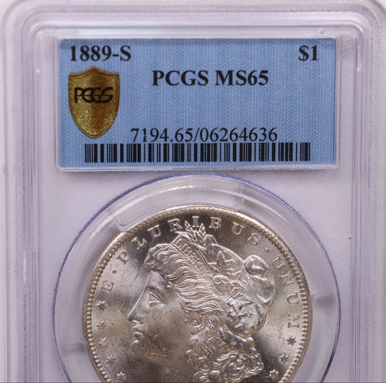 1889-S Morgan Silver Dollar, 'Hard Date' PCGS MS-65, Store #DR0588.
