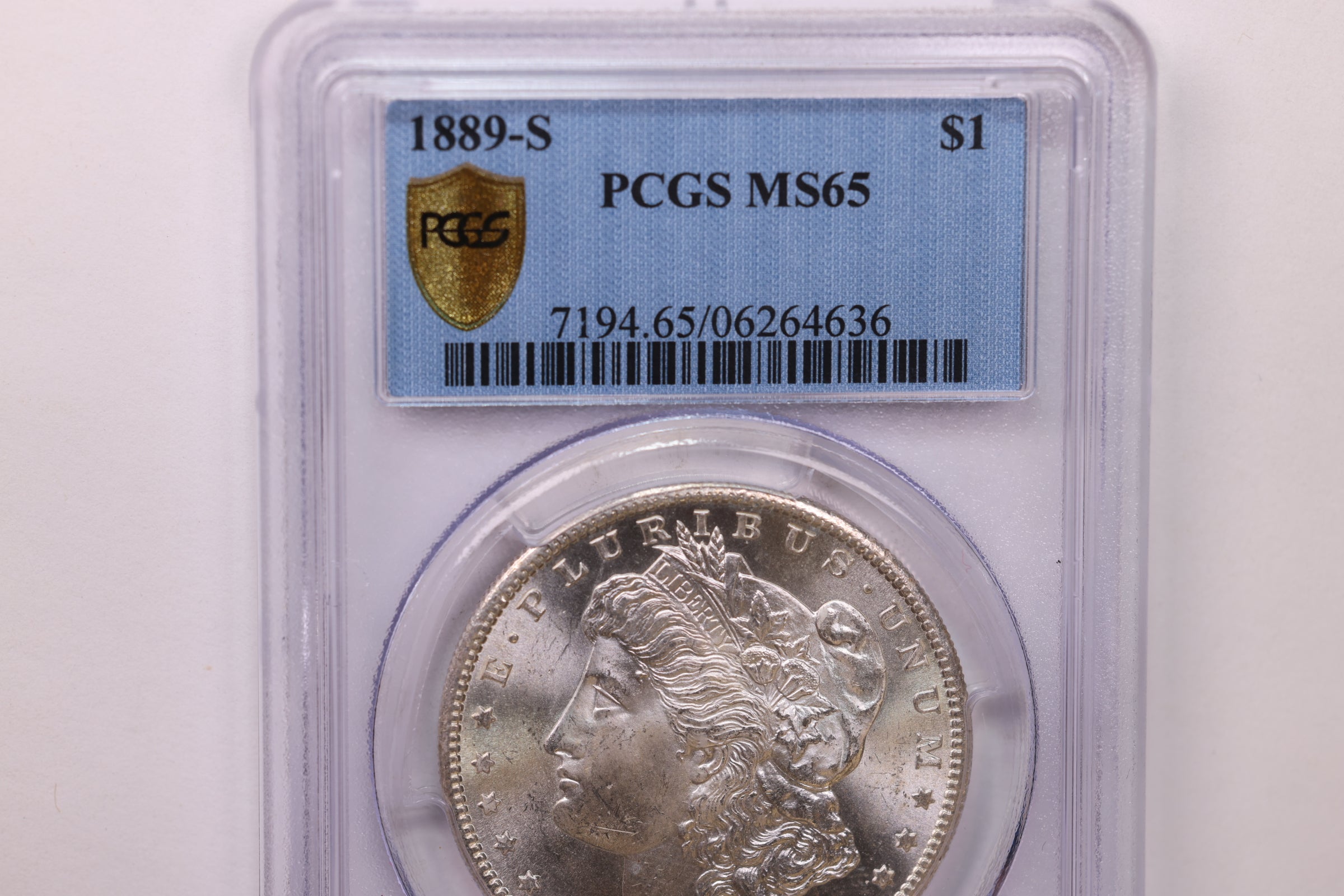 1889-S Morgan Silver Dollar., 'Another Hard Date' PCGS MS-65., Store #1755