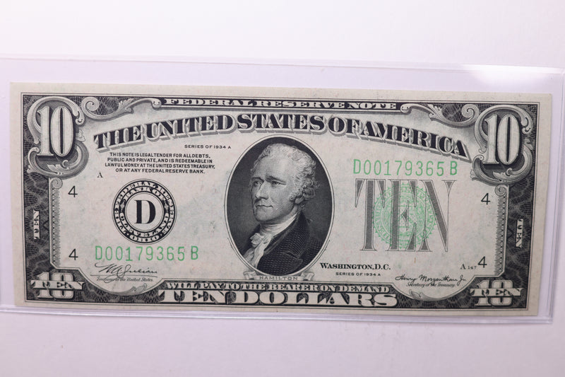 1934-A $10 Federal Reserve Note. Crisp Uncirculated., Store Sale