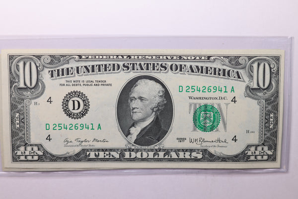 1977 $10 Federal Reserve Note. Crisp Uncirculated., Store Sale #035059