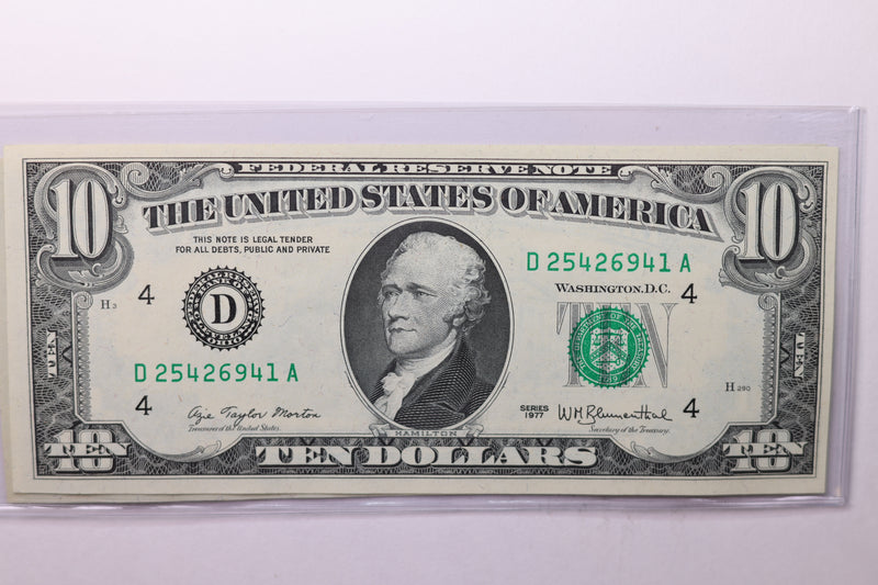 1977 $10 Federal Reserve Note. Crisp Uncirculated., Store Sale