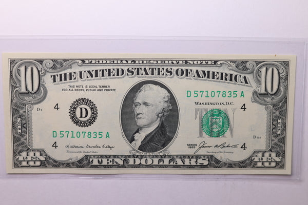 1985 $10 Federal Reserve Note. Crisp Uncirculated., Store Sale #035061