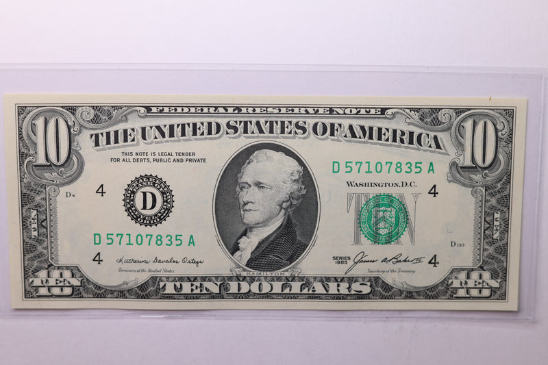 1985 $10 Federal Reserve Note. Crisp Uncirculated., Store Sale