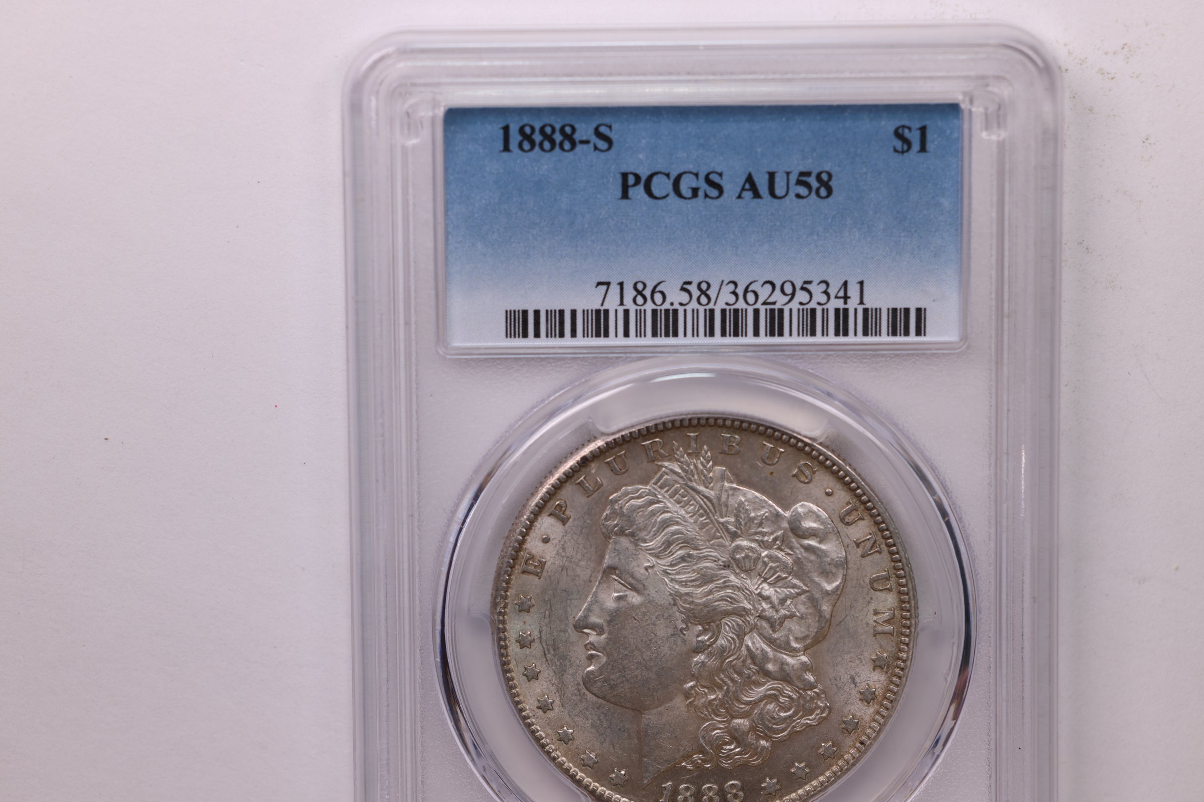 1888-S Morgan Silver Dollar., 'Affordable Grade'., PCGS AU-58., Store #1757