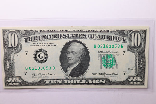 1977 $10 Federal Reserve Note. Crisp Uncirculated., Store Sale #035064