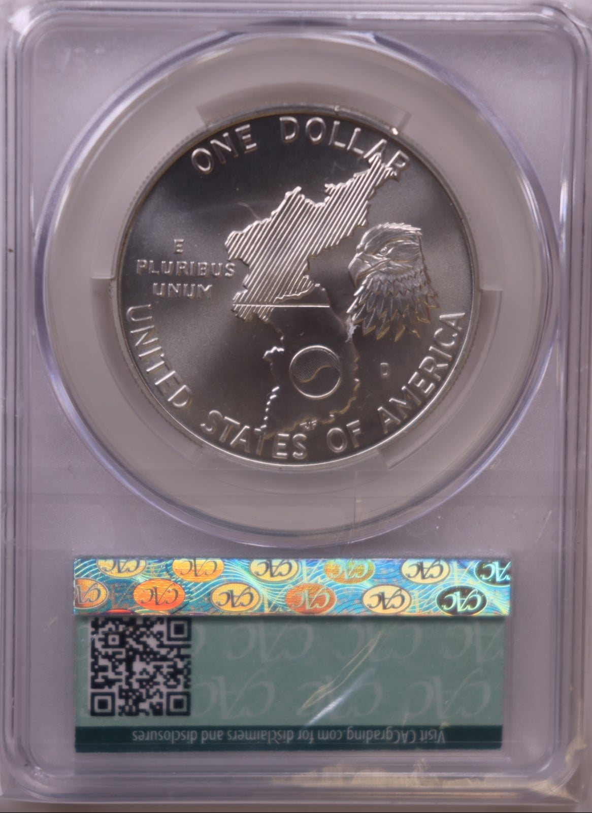 1991-D Korean War Memorial Silver Dollar, CAC MS-68, Store #GMC352