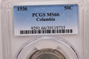 1936 Commemorative Silver Half Dollar., 'Columbia', PCGS MS66., Store