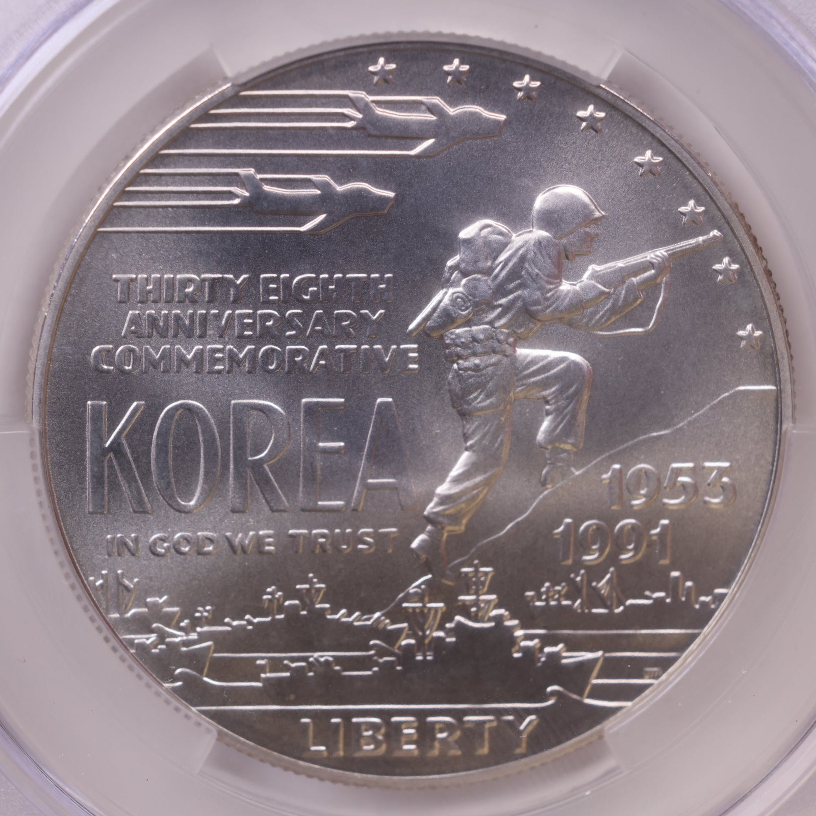 1991-D Korean War Memorial Silver Dollar, CAC MS-68, Store #GMC352