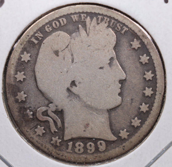 1899-O Barber Silver Quarter., Very Good Circulated Coin, Store #QR0239