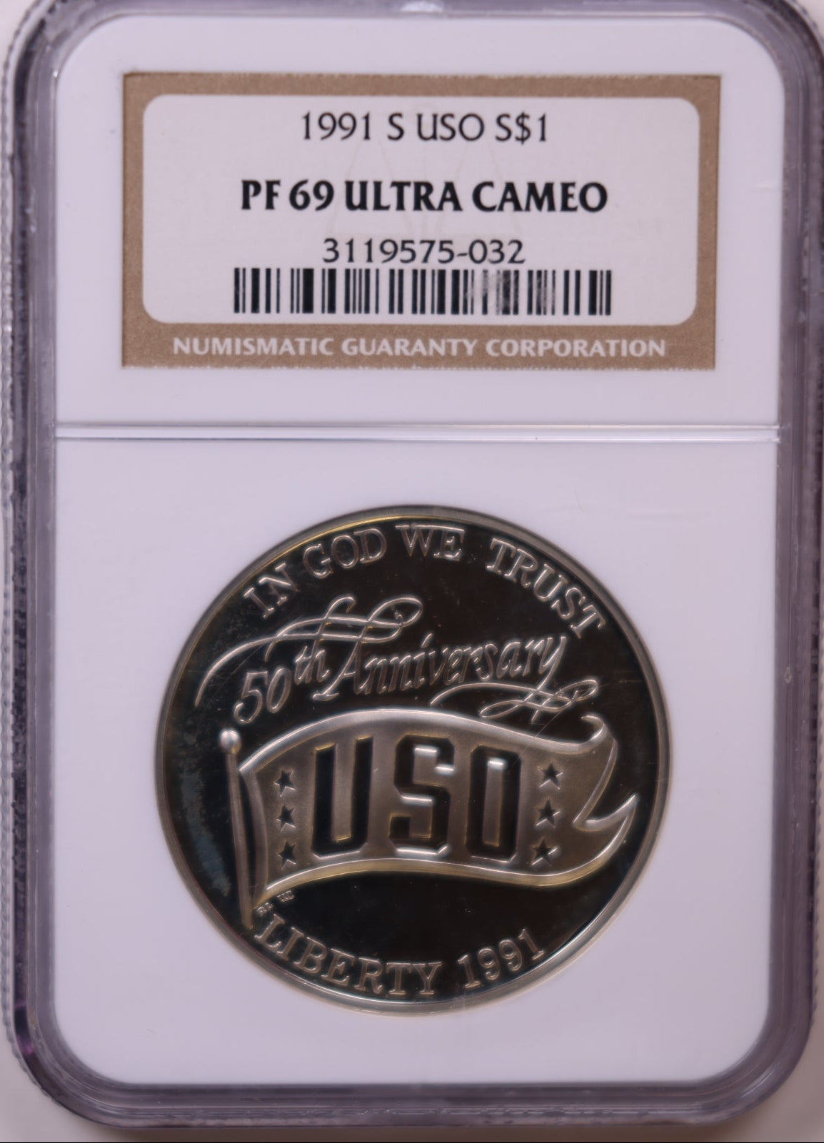 1991-S $1 United Service Organization (USO), NGC PF-69 Ultra Cameo, Store #GMC355