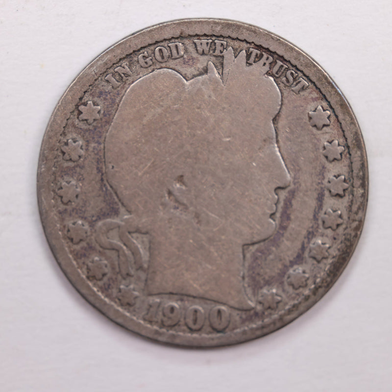 1900 Barber Silver Quarter., Good Circulated Coin, Store
