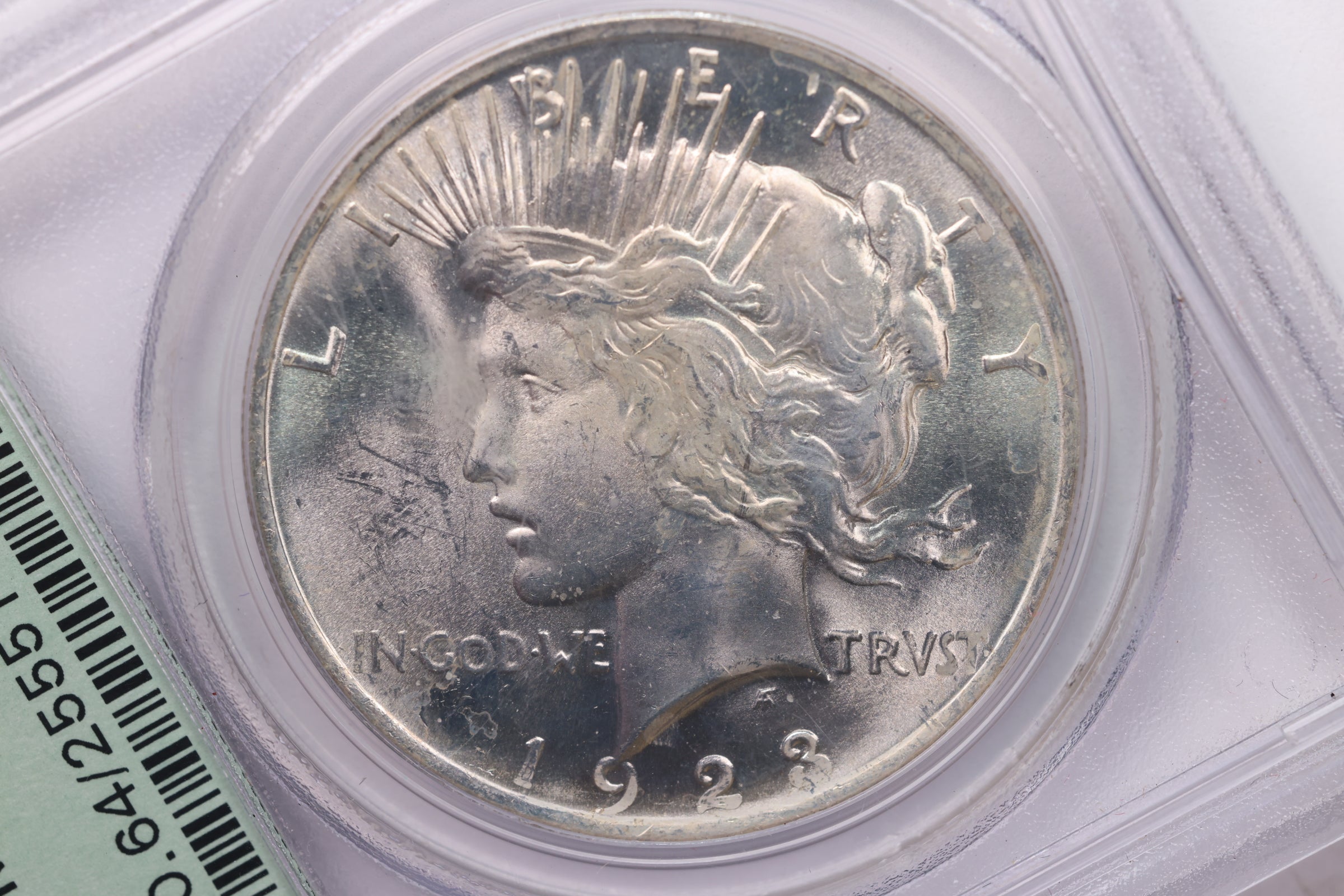 1923 Peace Silver Dollar., PCGS MS-64, Mint State, Nice Eye Appeal, Store #DR0763