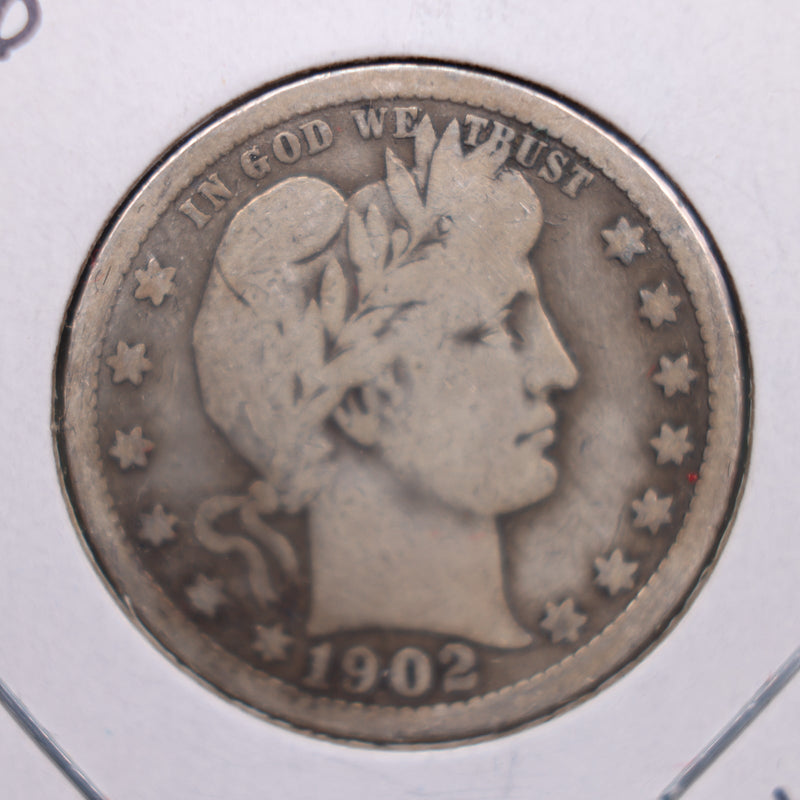 1902-O Barber Silver Quarter., Very Good Circulated Coin, Store