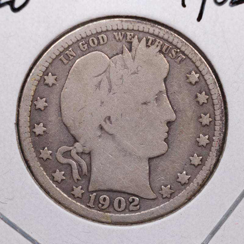 1902-O Barber Silver Quarter., Very Good Circulated Coin, Store
