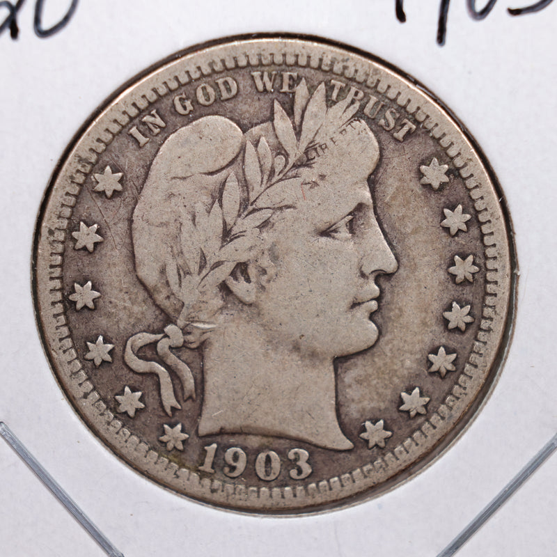 1903 Barber Silver Quarter., Fine Circulated Coin., Store