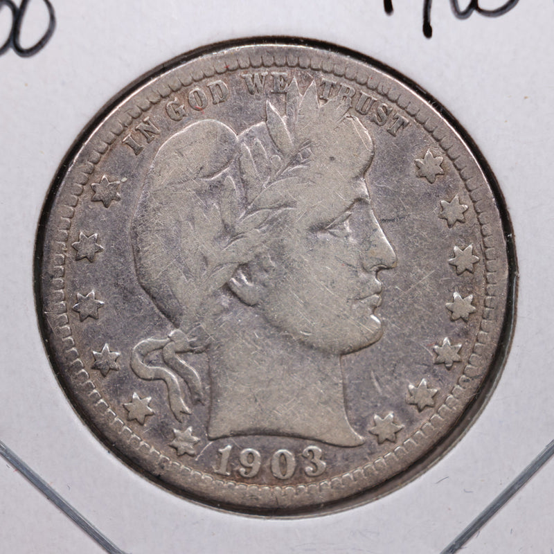 1903-O Barber Silver Quarter., Fine Circulated Coin., Store