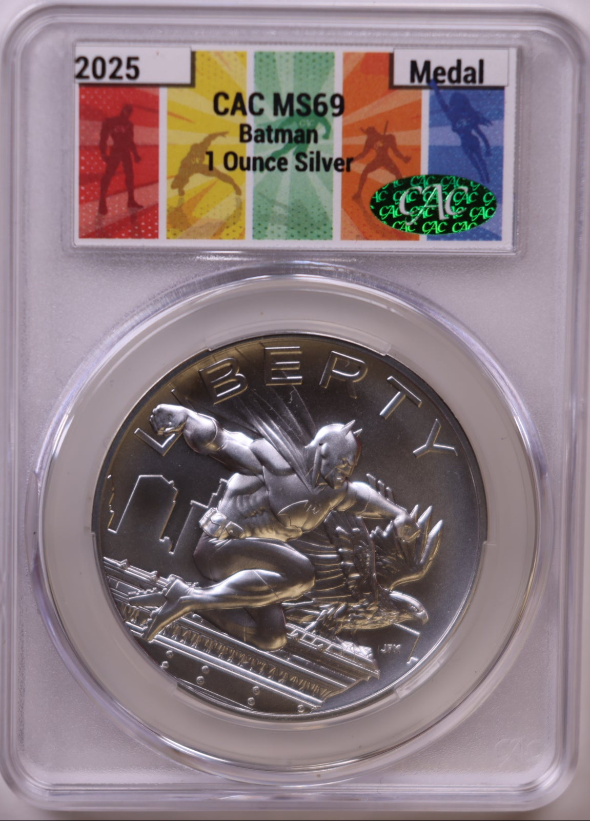 2025 Batman 1 Ounce Silver Medal, CAC MS-69, Store #GMC365