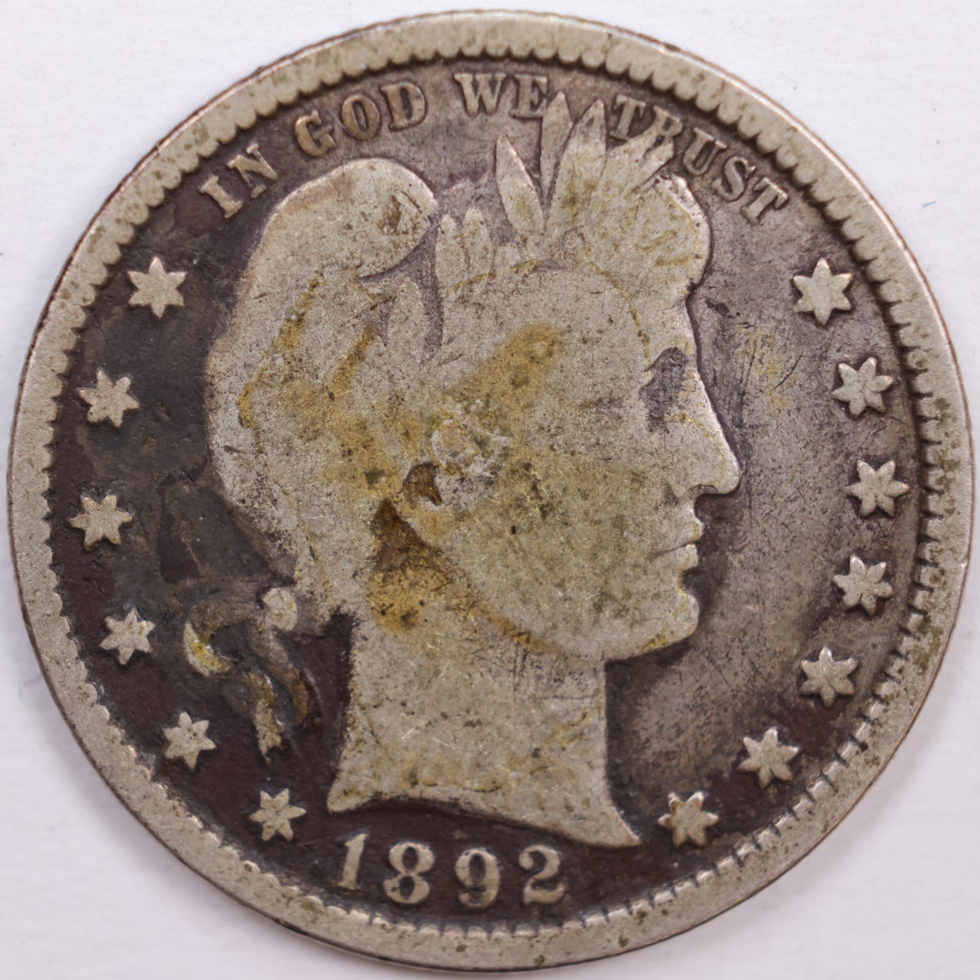 1892 Barber Silver Quarter, Very Good+ Circulated Coin, Store #QR0326