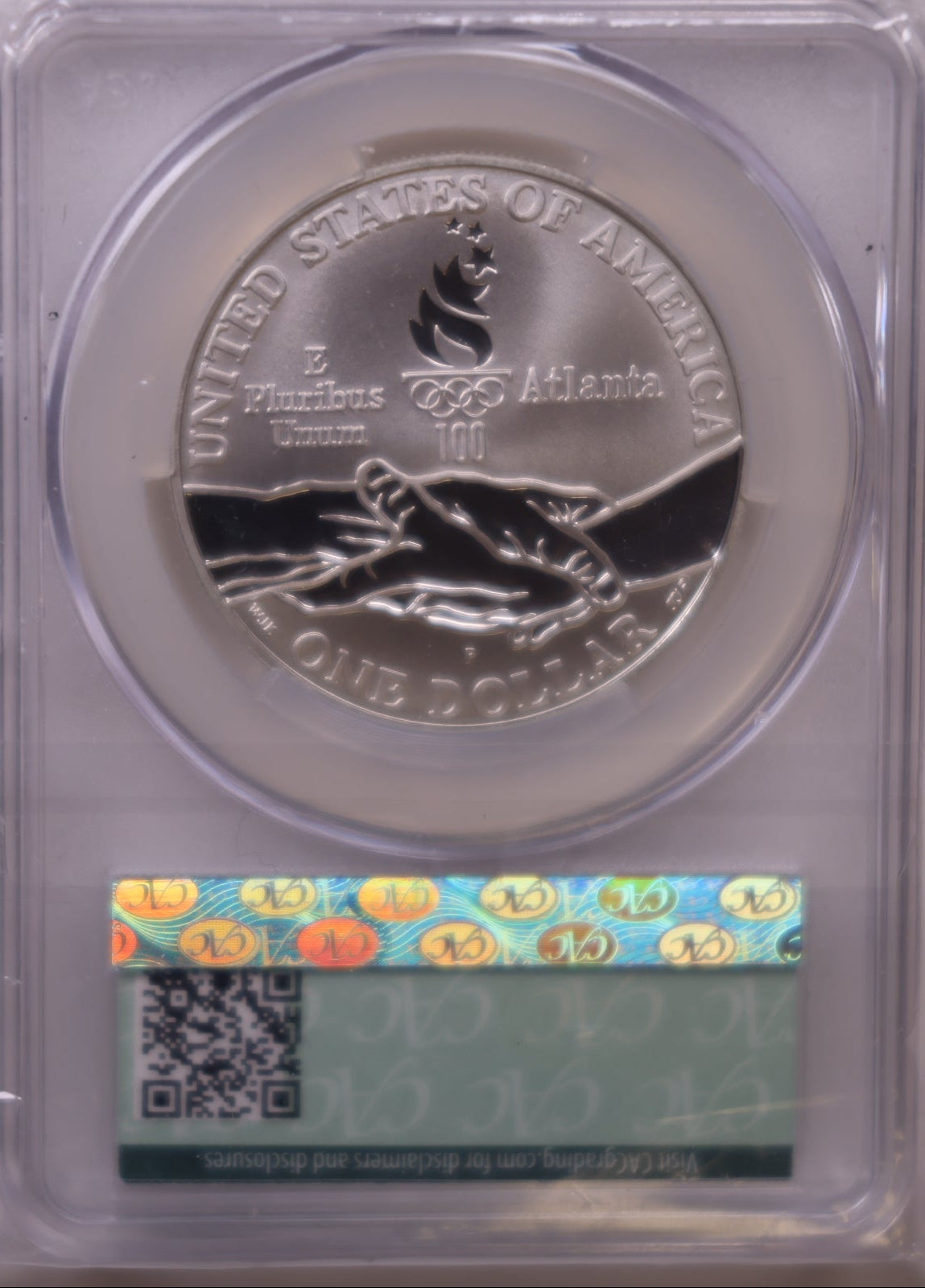1995-P Atlanta Olympics Gymnastics Silver Dollar, CAC PR-68 Cameo, Store #GMC361