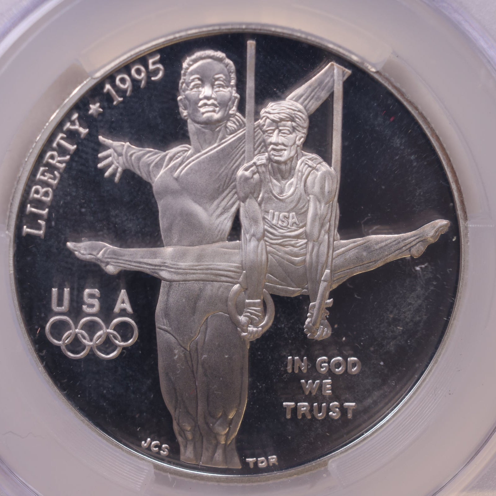 1995-P Atlanta Olympics Gymnastics Silver Dollar, CAC PR-68 Cameo, Store #GMC361