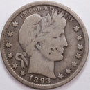 1893-O Barber Silver Quarter, Very Good+ Circulated Coin, Store