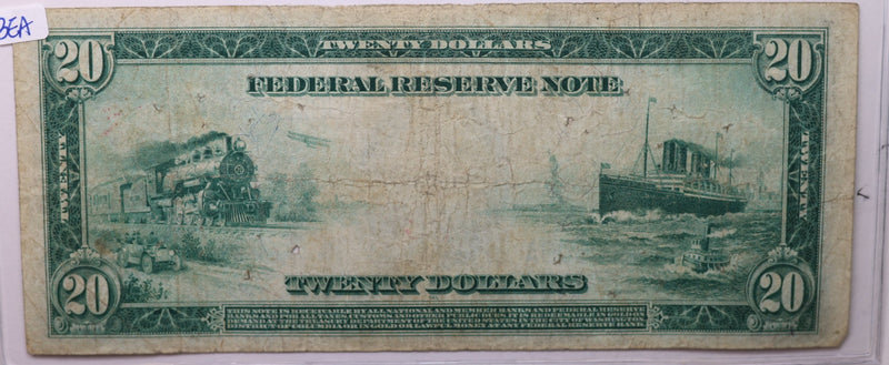 1914 $20 Federal Reserve Note. Circulated Condition.  Store Sale