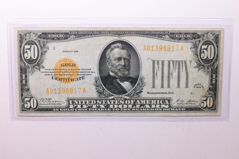 1928 $50 Gold Certificate, Nice Circulated Note. Highly Collectible. Store