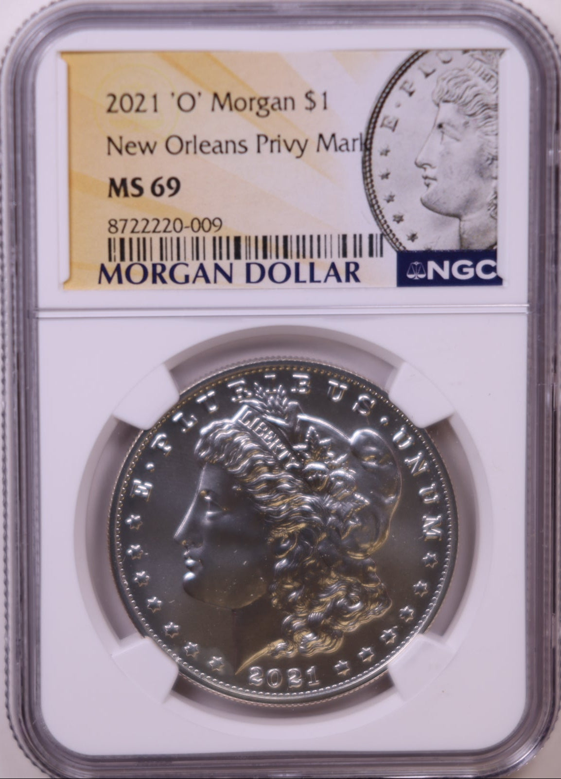 2021(O) Morgan Dollar, New Orleans Privy Mark, NGC MS-69, Store #GMC368