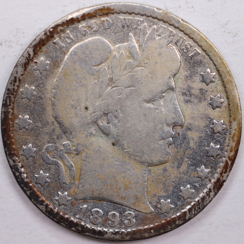 1893-O Barber Silver Quarter, Very Good Circulated Coin, Store
