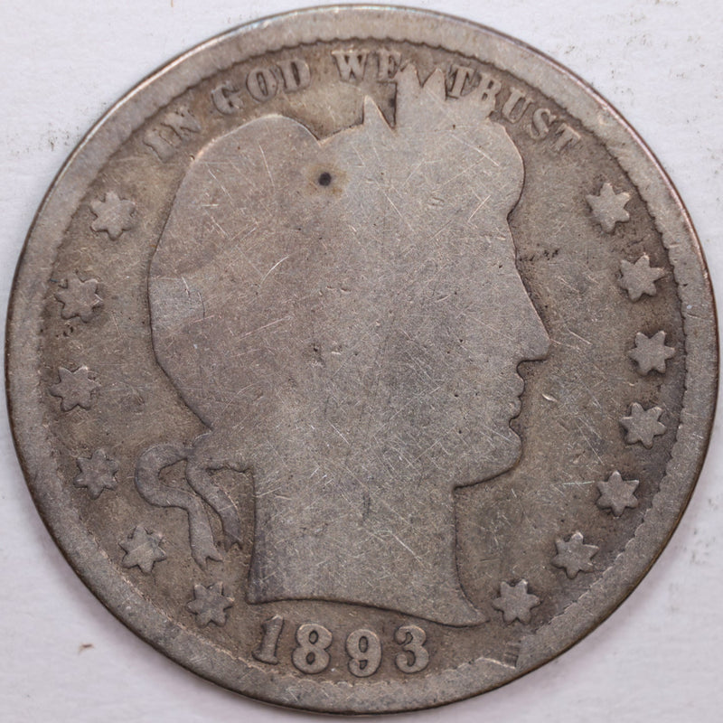 1893-S Barber Silver Quarter, Fair Circulated Coin, Store