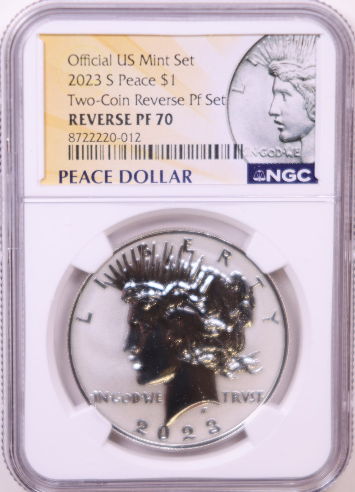 2023-S Peace Dollar, Two-Coin Reverse PF Set, NGC Reverse PF-70, Store #GMC370