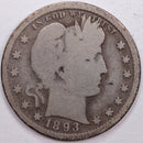 1893-S Barber Silver Quarter, Very Good Circulated Coin, Store
