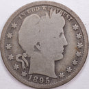 1895 Barber Silver Quarter, Very Good Circulated Coin, Store