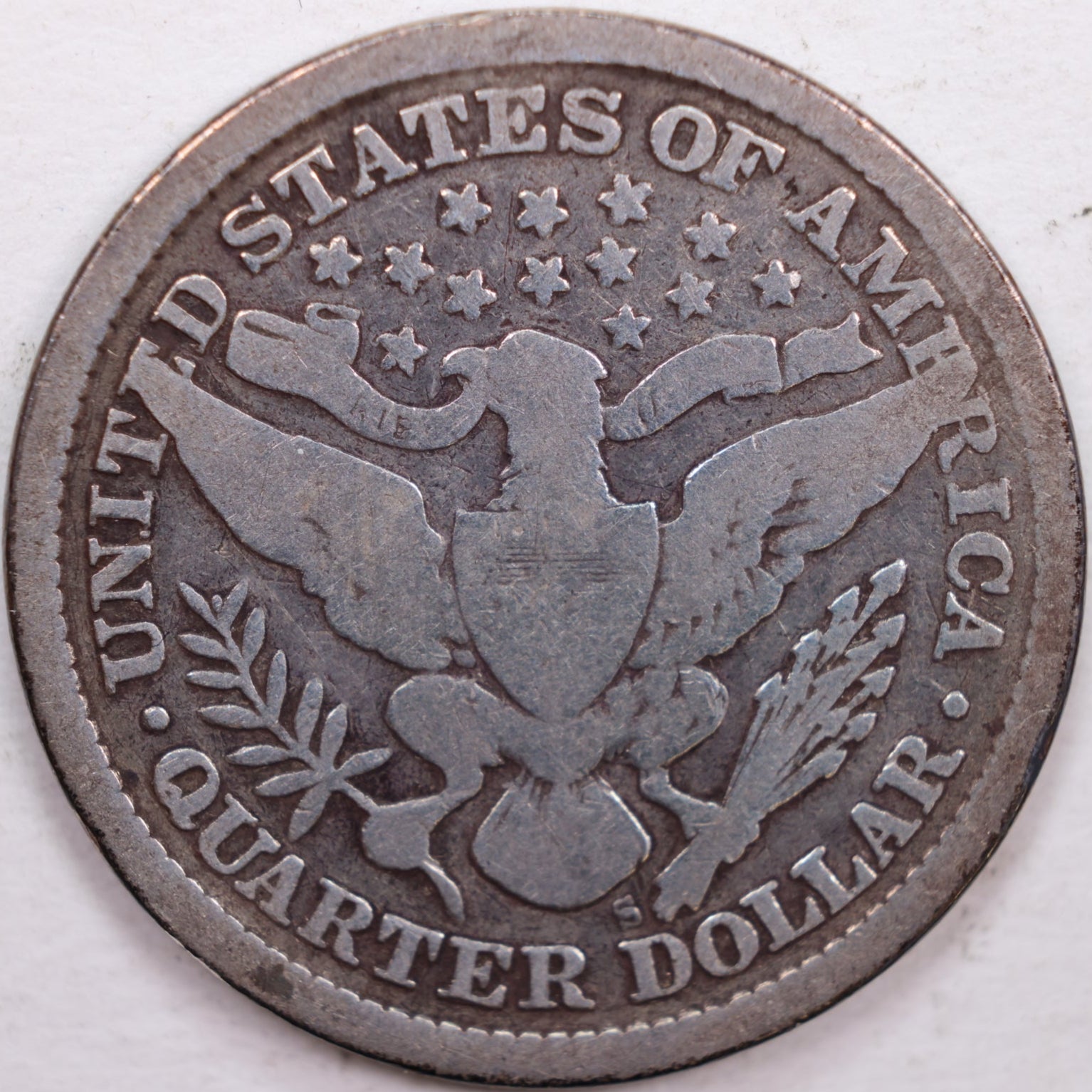 1895-S Barber Silver Quarter, Very Good Circulated Coin, Store #QR0348