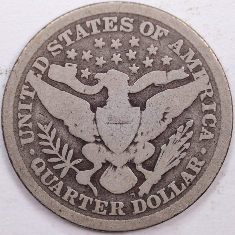 1895-S Barber Silver Quarter, Very Good Circulated Coin, Store