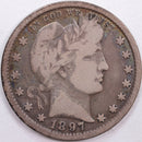 1897 Barber Silver Quarter, Fine Circulated Coin, Store