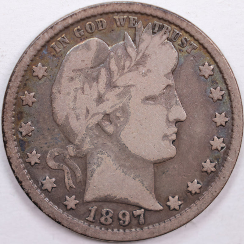1897 Barber Silver Quarter, Fine Circulated Coin, Store