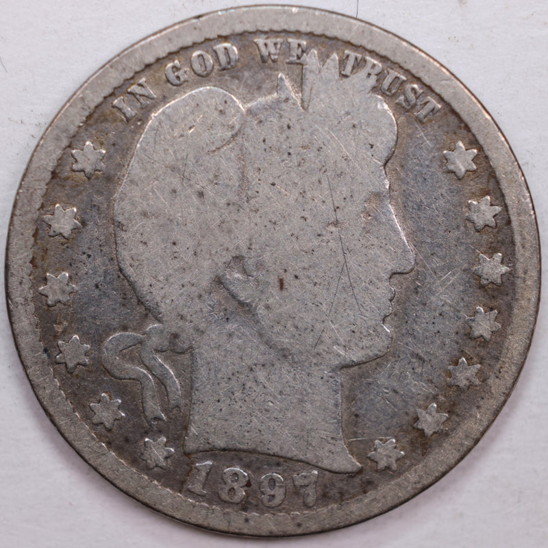 1897-O Barber Silver Quarter, Very Good Circulated Coin, Store