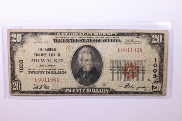 1929 $20 National Currency, Affordable Circulated Currency., STORE SALE #035115