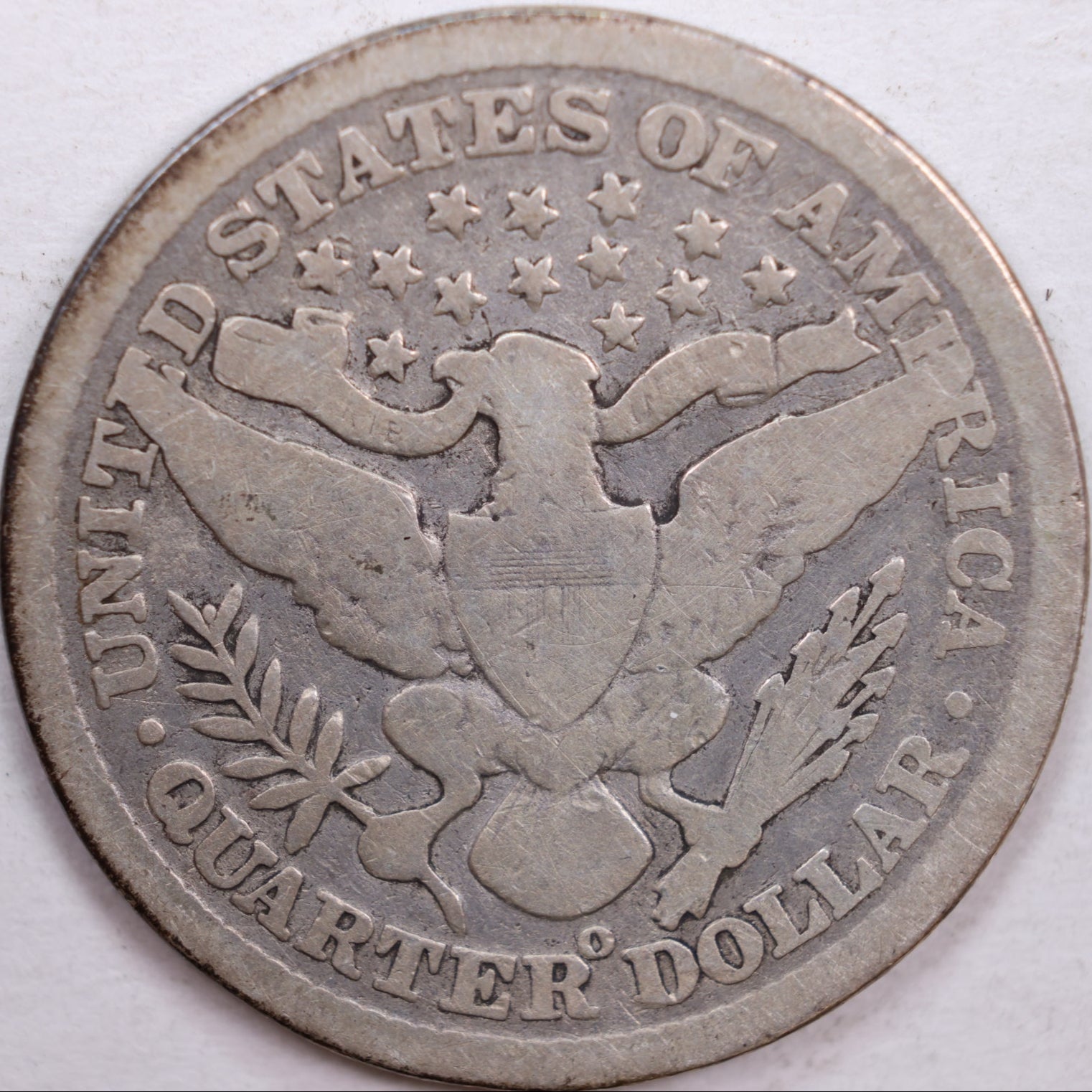 1897-O Barber Silver Quarter, Very Good Circulated Coin, Store #QR0358