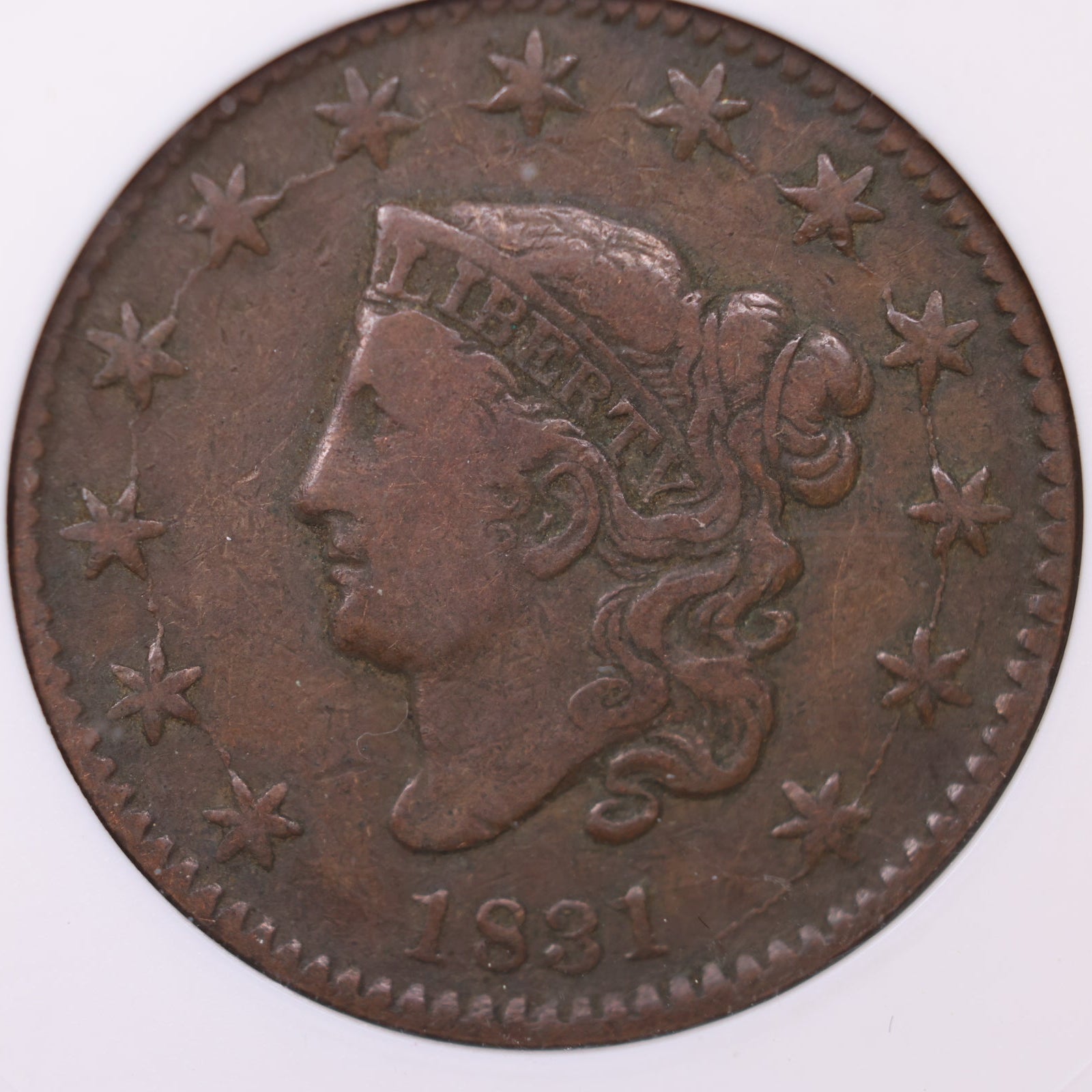 1831 Large Cent N-12, ANACS VF-20, Affordable Circulated Coin, Store #CT1190